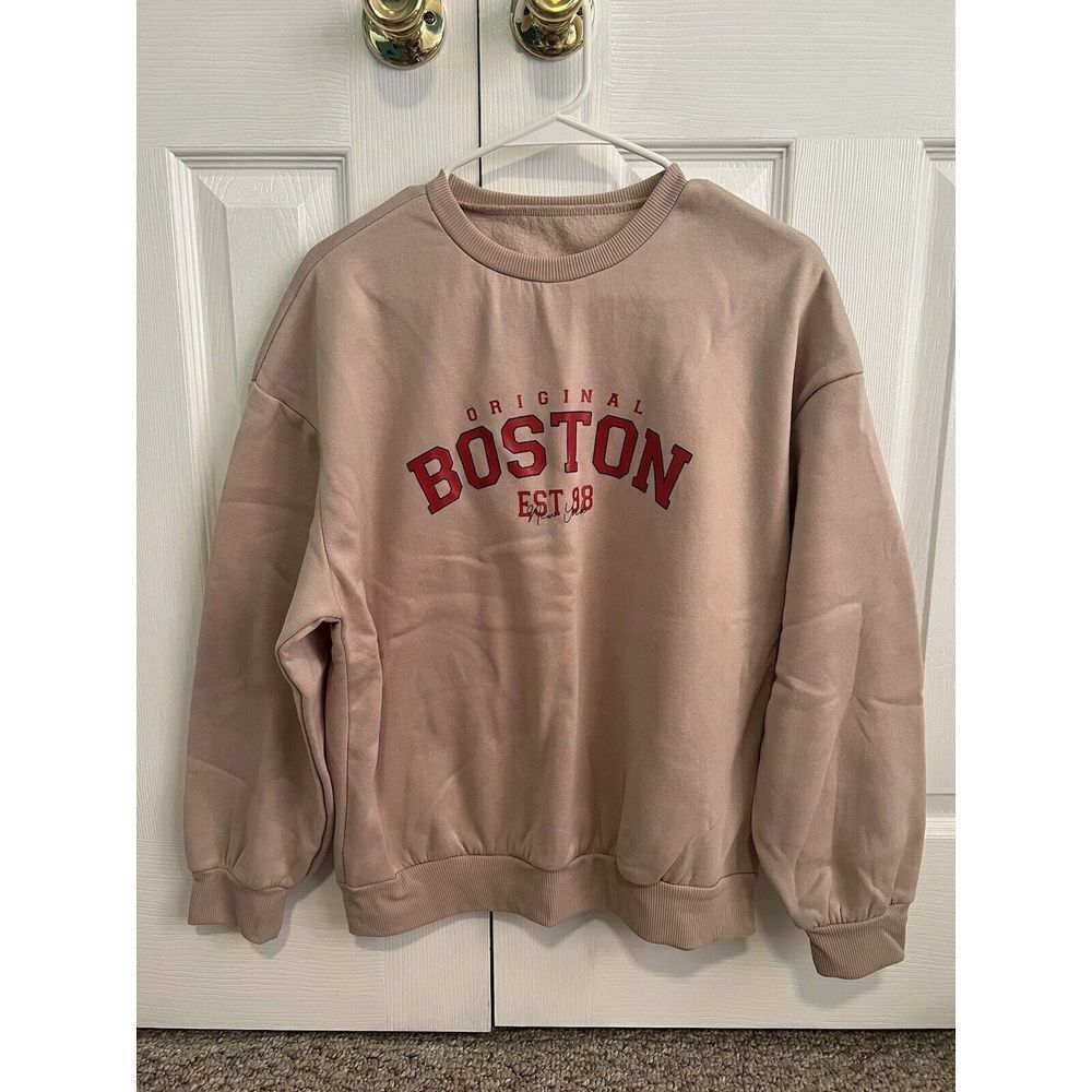 NWOT SHEIN Womens Medium Tan Thermal Lined Boston‎ Crewneck
